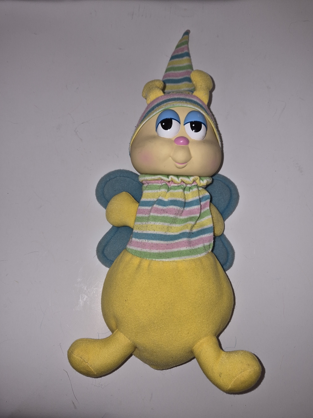 Vintage 1980's Hasbro Gloworm Glo Butterfly Plush Toy With Zip